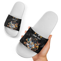 Custom Rugby Southern Hemisphere Slide Sandals Argentina AUNZ South Africa Mascot Black LT9 - Polynesian Pride