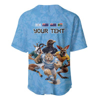 Custom Rugby Southern Hemisphere Baseball Jersey Argentina AUNZ South Africa Mascot Blue - Polynesian Pride