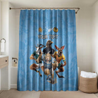 Custom Rugby Southern Hemisphere Bathroom Set Argentina AUNZ South Africa Mascot Blue LT9 Shower Curtain Only Blue - Polynesian Pride