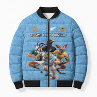 Custom Rugby Southern Hemisphere Bomber Puffer Jacket Argentina AUNZ South Africa Mascot Blue LT9 Unisex Blue - Polynesian Pride