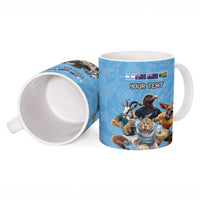 Custom Rugby Southern Hemisphere Ceramic Mug Argentina AUNZ South Africa Mascot Blue LT9 - Polynesian Pride