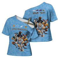 Custom Rugby Southern Hemisphere Cross Shoulder Shirt Argentina AUNZ South Africa Mascot Blue LT9 - Polynesian Pride