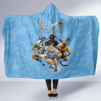 Custom Rugby Southern Hemisphere Hooded Blanket Argentina AUNZ South Africa Mascot Blue - Polynesian Pride