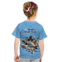 Custom Rugby Southern Hemisphere Kid T Shirt Argentina AUNZ South Africa Mascot Blue - Polynesian Pride