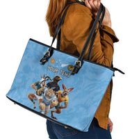 Custom Rugby Southern Hemisphere Leather Tote Bag Argentina AUNZ South Africa Mascot Blue - Polynesian Pride