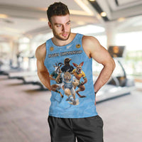 Custom Rugby Southern Hemisphere Men Tank Top Argentina AUNZ South Africa Mascot Blue LT9 Blue - Polynesian Pride