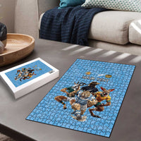 Custom Rugby Southern Hemisphere Puzzle Argentina AUNZ South Africa Mascot Blue LT9 - Polynesian Pride