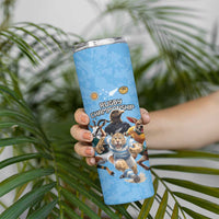 Custom Rugby Southern Hemisphere Skinny Tumbler Argentina AUNZ South Africa Mascot Blue - Polynesian Pride