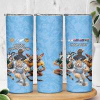 Custom Rugby Southern Hemisphere Skinny Tumbler Argentina AUNZ South Africa Mascot Blue - Polynesian Pride