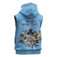 Custom Rugby Southern Hemisphere Sleeveless Zip Hoodie Argentina AUNZ South Africa Mascot Blue LT9 - Polynesian Pride
