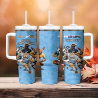 Custom Rugby Southern Hemisphere Tumbler With Handle Argentina AUNZ South Africa Mascot Blue - Polynesian Pride