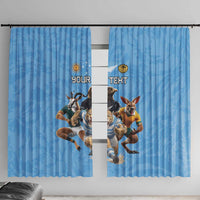 Custom Rugby Southern Hemisphere Window Curtain Argentina AUNZ South Africa Mascot Blue - Polynesian Pride