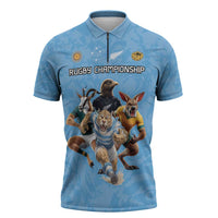 Custom Rugby Southern Hemisphere Zipper Polo Shirt Argentina AUNZ South Africa Mascot Blue - Polynesian Pride