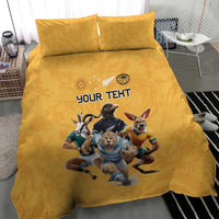 Custom Rugby Southern Hemisphere Bedding Set Argentina AUNZ South Africa Mascot Gold - Polynesian Pride