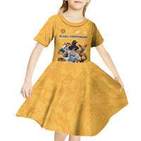 Custom Rugby Southern Hemisphere Kid Short Sleeve Dress Argentina AUNZ South Africa Mascot Gold - Polynesian Pride