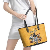 Custom Rugby Southern Hemisphere Leather Tote Bag Argentina AUNZ South Africa Mascot Gold LT9 - Polynesian Pride