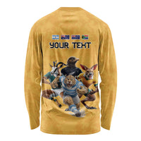Custom Rugby Southern Hemisphere Long Sleeve Shirt Argentina AUNZ South Africa Mascot Gold LT9 - Polynesian Pride