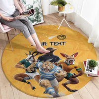 Custom Rugby Southern Hemisphere Round Carpet Argentina AUNZ South Africa Mascot Gold - Polynesian Pride