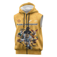 Custom Rugby Southern Hemisphere Sleeveless Zip Hoodie Argentina AUNZ South Africa Mascot Gold - Polynesian Pride