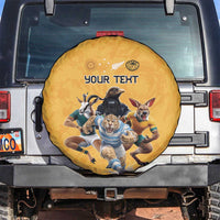 Custom Rugby Southern Hemisphere Spare Tire Cover Argentina AUNZ South Africa Mascot Gold - Polynesian Pride
