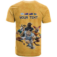 Custom Rugby Southern Hemisphere T Shirt Argentina AUNZ South Africa Mascot Gold - Polynesian Pride