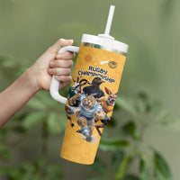 Custom Rugby Southern Hemisphere Tumbler With Handle Argentina AUNZ South Africa Mascot Gold - Polynesian Pride