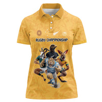 Custom Rugby Southern Hemisphere Women Polo Shirt Argentina AUNZ South Africa Mascot Gold - Polynesian Pride