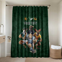 Custom Rugby Southern Hemisphere Bathroom Set Argentina AUNZ South Africa Mascot Green LT9 Shower Curtain Only Green - Polynesian Pride