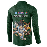 Custom Rugby Southern Hemisphere Button Sweatshirt Argentina AUNZ South Africa Mascot Green LT9 - Polynesian Pride