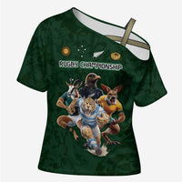 Custom Rugby Southern Hemisphere Cross Shoulder Shirt Argentina AUNZ South Africa Mascot Green LT9 Female Green - Polynesian Pride