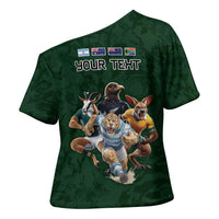 Custom Rugby Southern Hemisphere Cross Shoulder Shirt Argentina AUNZ South Africa Mascot Green LT9 - Polynesian Pride