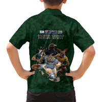 Custom Rugby Southern Hemisphere Family Matching Long Sleeve Bodycon Dress and Hawaiian Shirt Argentina AUNZ South Africa Mascot Green - Polynesian Pride