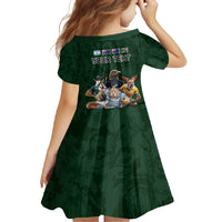 Custom Rugby Southern Hemisphere Family Matching Summer Maxi Dress and Hawaiian Shirt Argentina AUNZ South Africa Mascot Green - Polynesian Pride