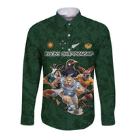 Custom Rugby Southern Hemisphere Long Sleeve Button Shirt Argentina AUNZ South Africa Mascot Green LT9 Unisex Green - Polynesian Pride
