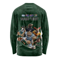 Custom Rugby Southern Hemisphere Long Sleeve Shirt Argentina AUNZ South Africa Mascot Green LT9 - Polynesian Pride