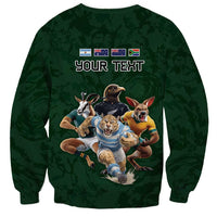 Custom Rugby Southern Hemisphere Sweatshirt Argentina AUNZ South Africa Mascot Green LT9 - Polynesian Pride