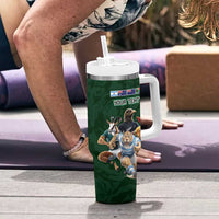 Custom Rugby Southern Hemisphere Tumbler With Handle Argentina AUNZ South Africa Mascot Green - Polynesian Pride