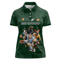 Custom Rugby Southern Hemisphere Women Polo Shirt Argentina AUNZ South Africa Mascot Green - Polynesian Pride