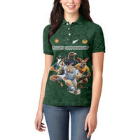 Custom Rugby Southern Hemisphere Women Polo Shirt Argentina AUNZ South Africa Mascot Green - Polynesian Pride