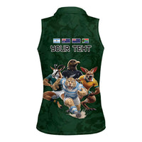 Custom Rugby Southern Hemisphere Women Sleeveless Polo Shirt Argentina AUNZ South Africa Mascot Green - Polynesian Pride