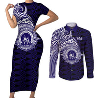 Tonga Queen Salote College 100th Years Couples Matching Short Sleeve Bodycon Dress and Long Sleeve Button Shirt Est 1926 Tongan Ngatu Tapa - Polynesian Pride