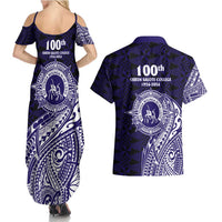 Tonga Queen Salote College 100th Years Couples Matching Summer Maxi Dress and Hawaiian Shirt Est 1926 Tongan Ngatu Tapa - Polynesian Pride