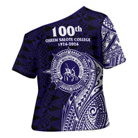 Tonga Queen Salote College 100th Years Cross Shoulder Shirt Est 1926 Tongan Ngatu Tapa - Polynesian Pride