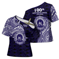 Tonga Queen Salote College 100th Years Cross Shoulder Shirt Est 1926 Tongan Ngatu Tapa - Polynesian Pride