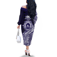 Tonga Queen Salote College 100th Years Family Matching Off The Shoulder Long Sleeve Dress and Hawaiian Shirt Est 1926 Tongan Ngatu Tapa - Polynesian Pride