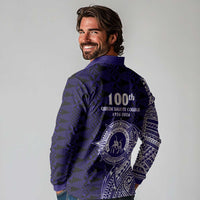 Tonga Queen Salote College 100th Years Long Sleeve Polo Shirt Est 1926 Tongan Ngatu Tapa - Polynesian Pride