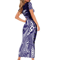 Tonga Queen Salote College 100th Years Short Sleeve Bodycon Dress Est 1926 Tongan Ngatu Tapa - Polynesian Pride