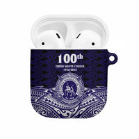 Tonga Queen Salote College 100th Years AirPods Case Blue Tonga Kupesi Uniquely Pacific Art LT9 Blue - Polynesian Pride