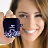 Tonga Queen Salote College 100th Years AirPods Case Blue Tonga Kupesi Uniquely Pacific Art LT9 - Polynesian Pride