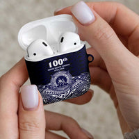Tonga Queen Salote College 100th Years AirPods Case Blue Tonga Kupesi Uniquely Pacific Art LT9 - Polynesian Pride